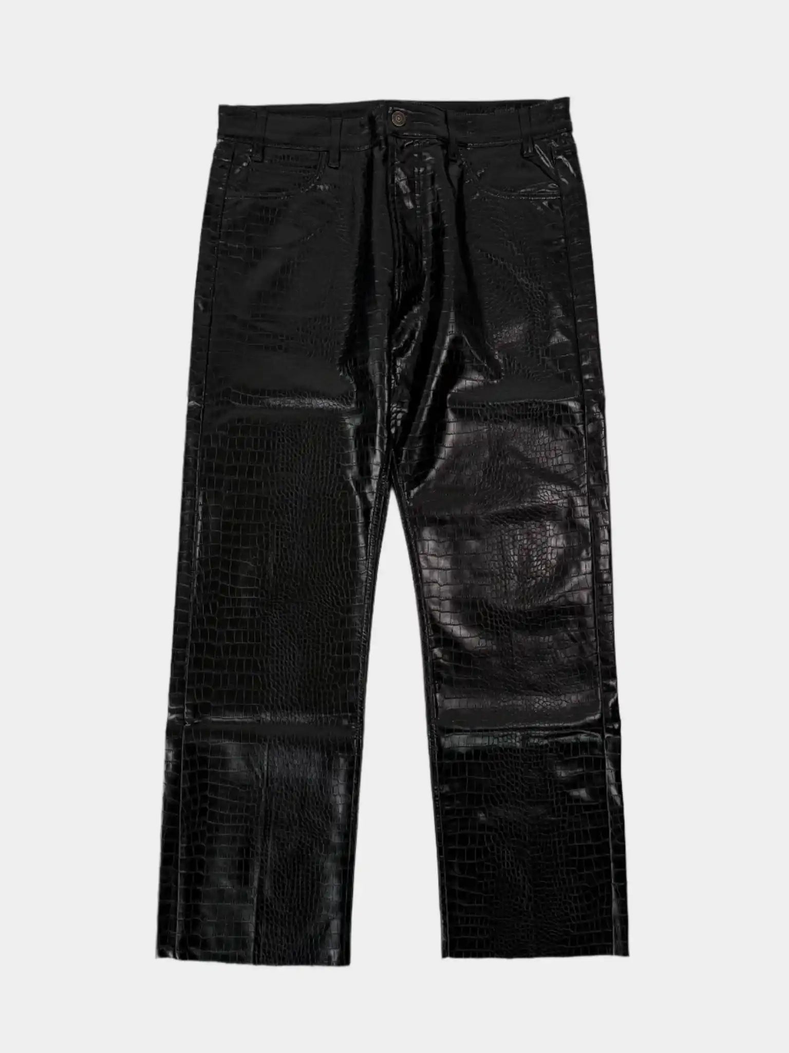 Pantaloni Laneus neri con stampa effetto coccodrillo fronte
