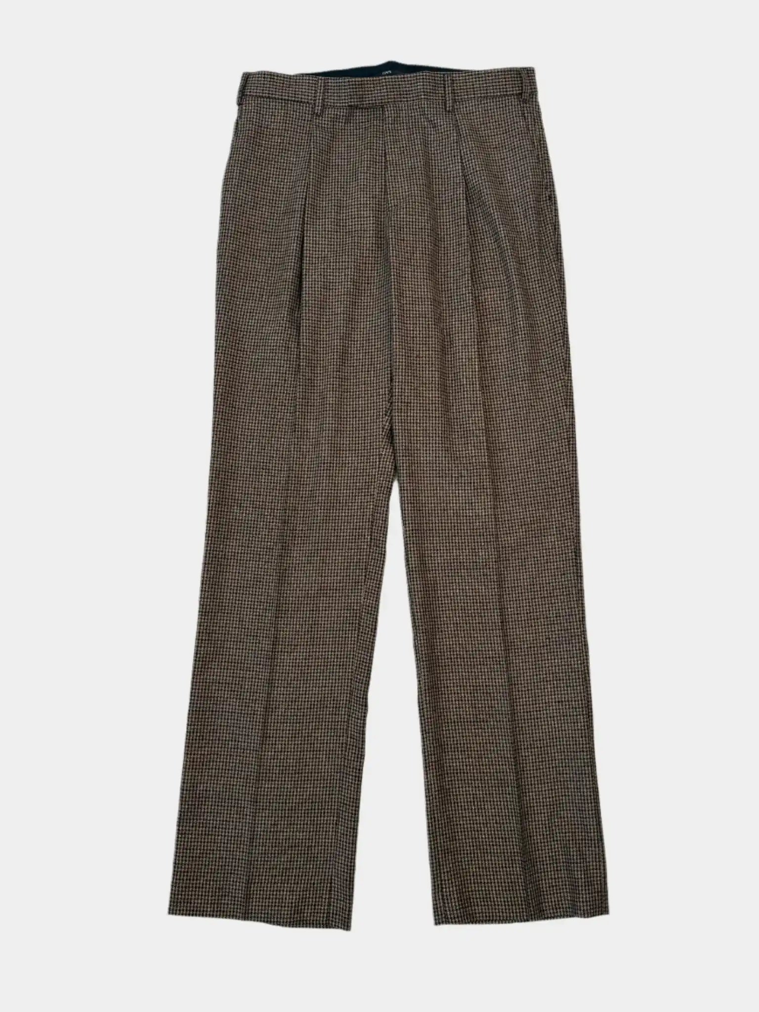 pantaloni pied de poule, pantaloni marroni lana, pantaloni eleganti Laneus, pantaloni classici uomo, pantaloni misto lana