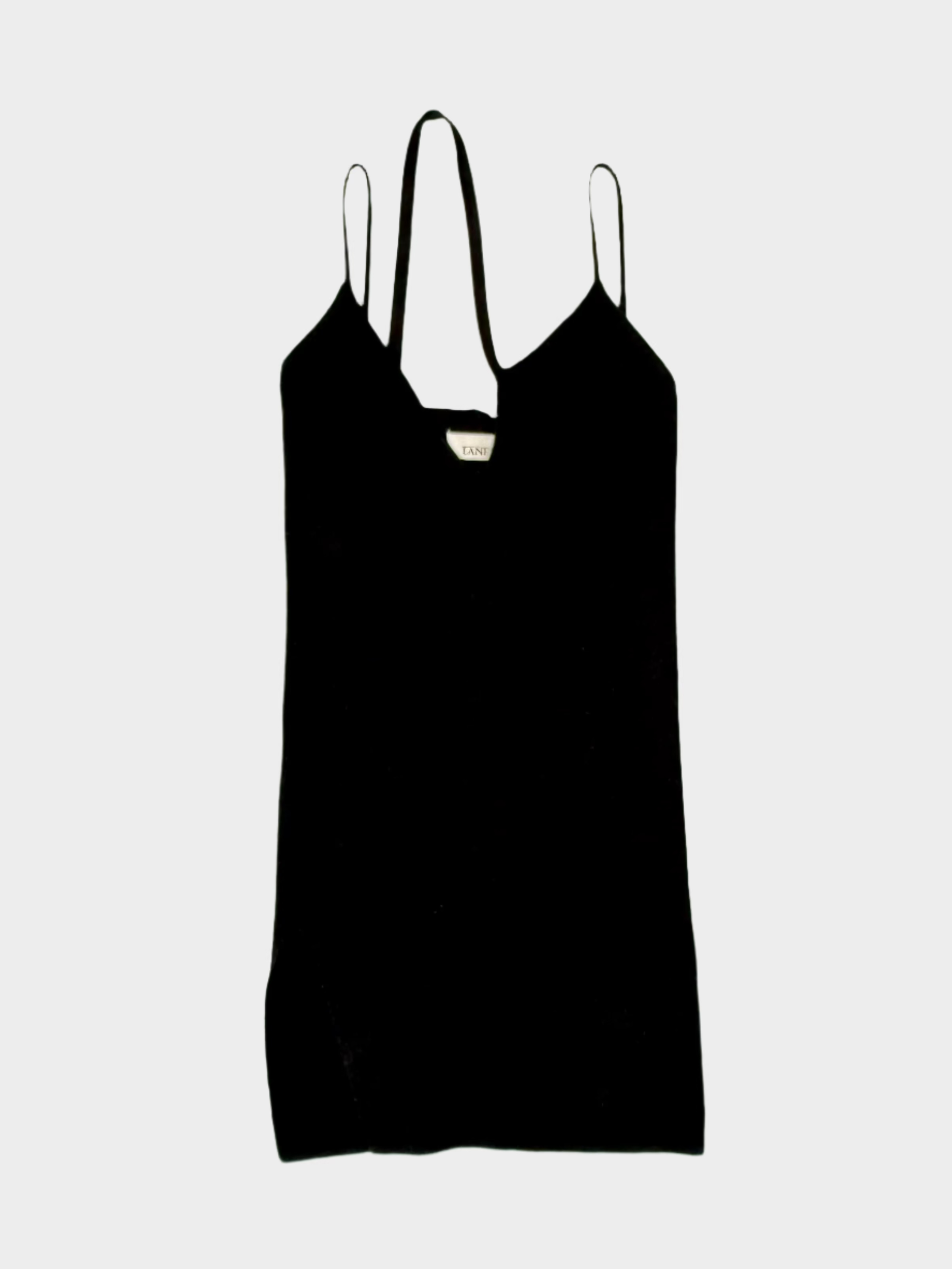 top laneus nero, top in maglia laneus, top con spalline sottili, top aderente donna, top con spacco laterale