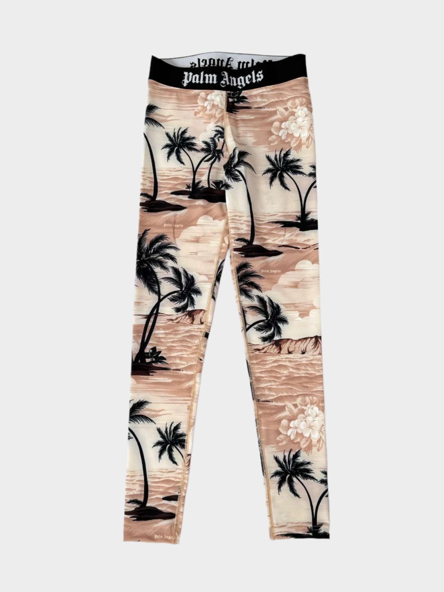 Leggings Beige Con Stampa Tropicale