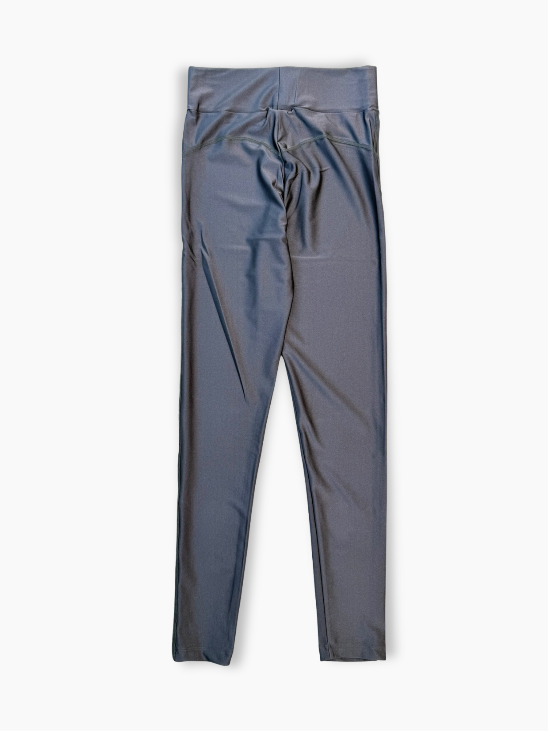 Leggings Hinnominate color ferro in lycra lucida con stampa laterale e vita alta