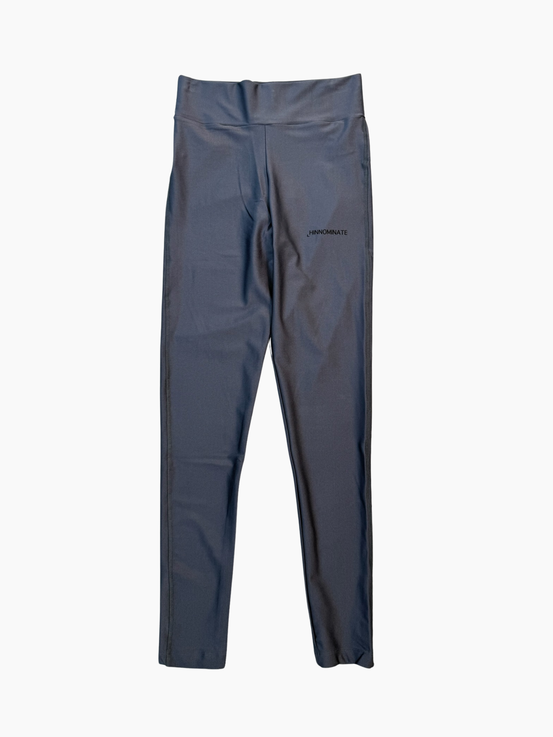 Leggings Hinnominate color ferro in lycra lucida con stampa laterale e vita alta