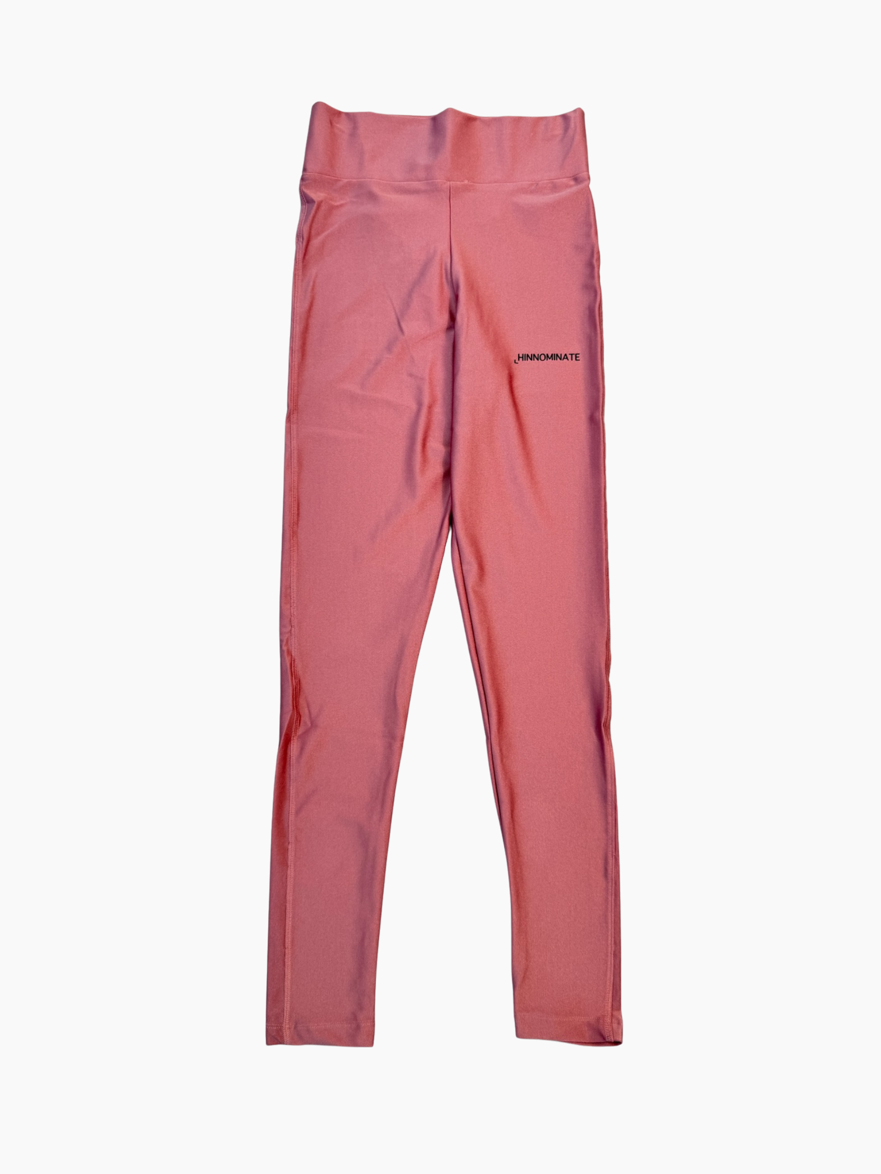 Leggings Hinnominate rosa in lycra lucida con stampa laterale e vita alta