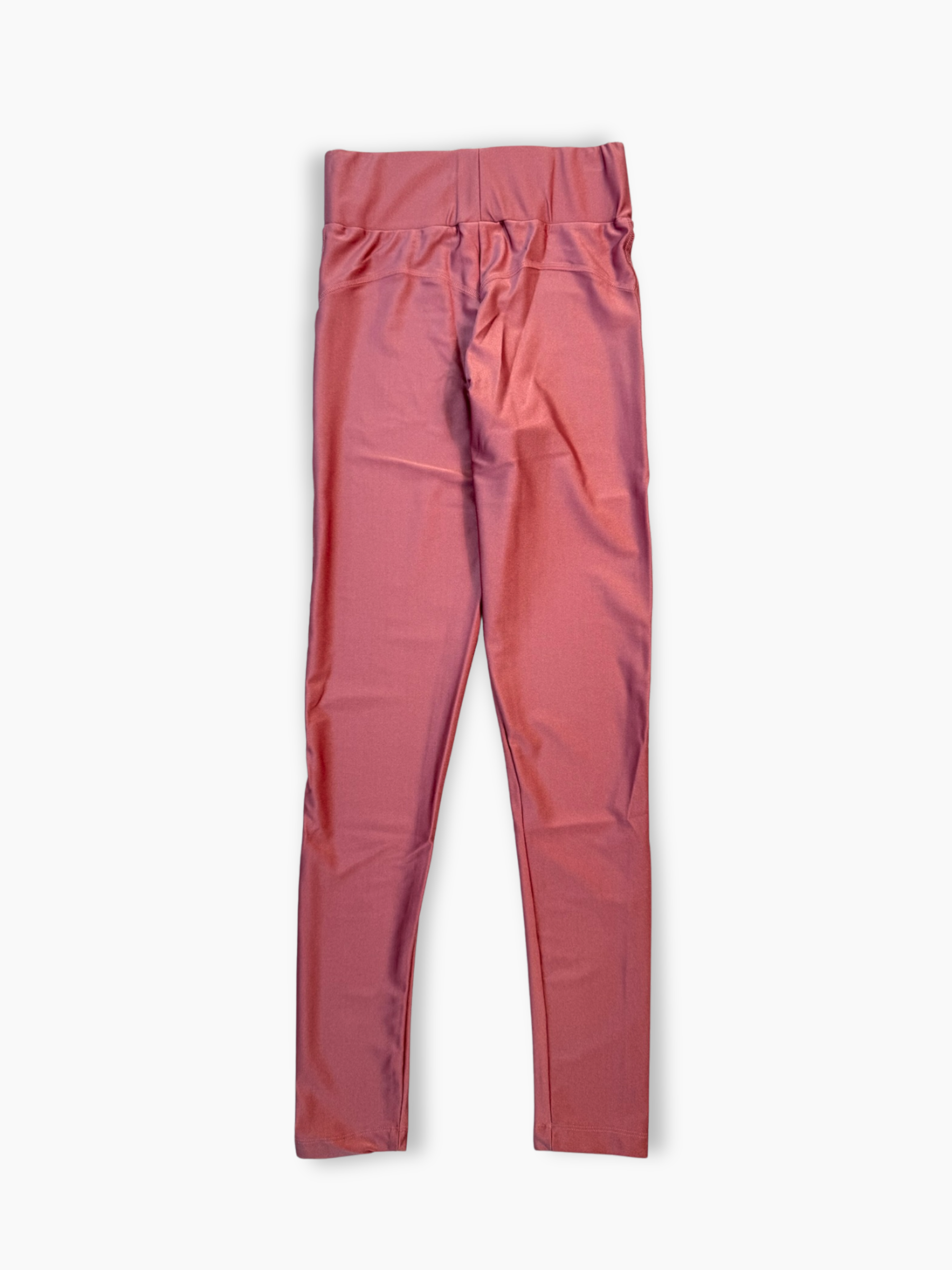 Leggings Hinnominate rosa in lycra lucida con stampa laterale e vita alta