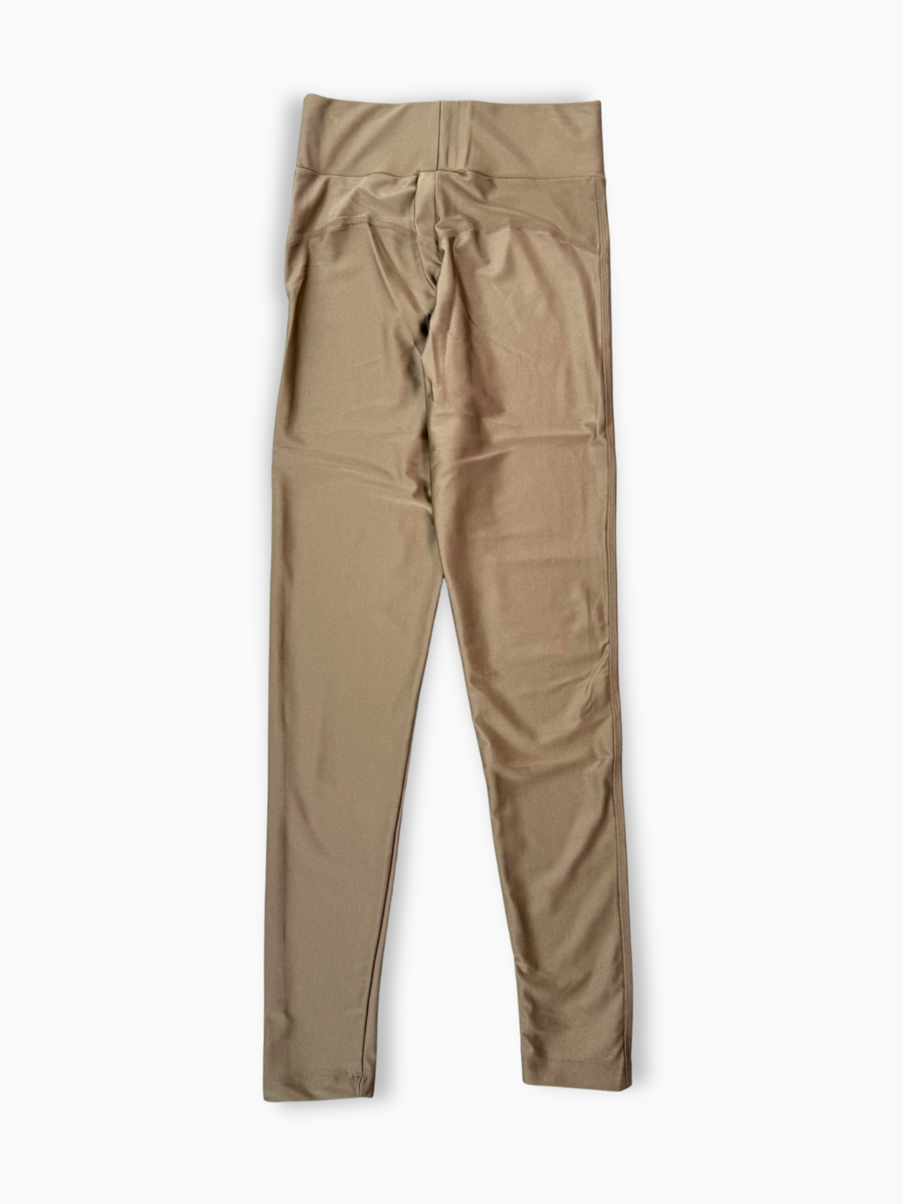 Leggings Hinnominate tortora in lycra lucida con stampa laterale e vita alta