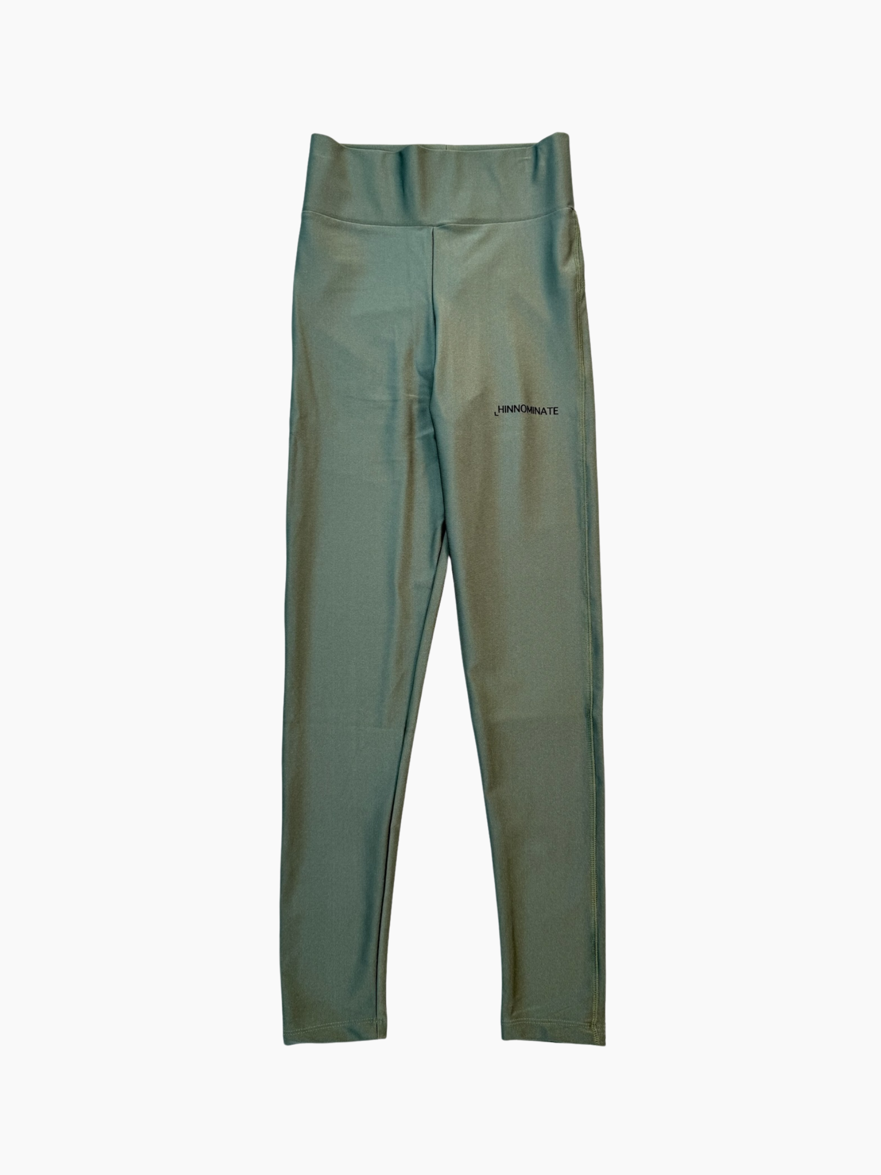 Leggings Hinnominate verde salvia in lycra lucida con stampa laterale e vita alta