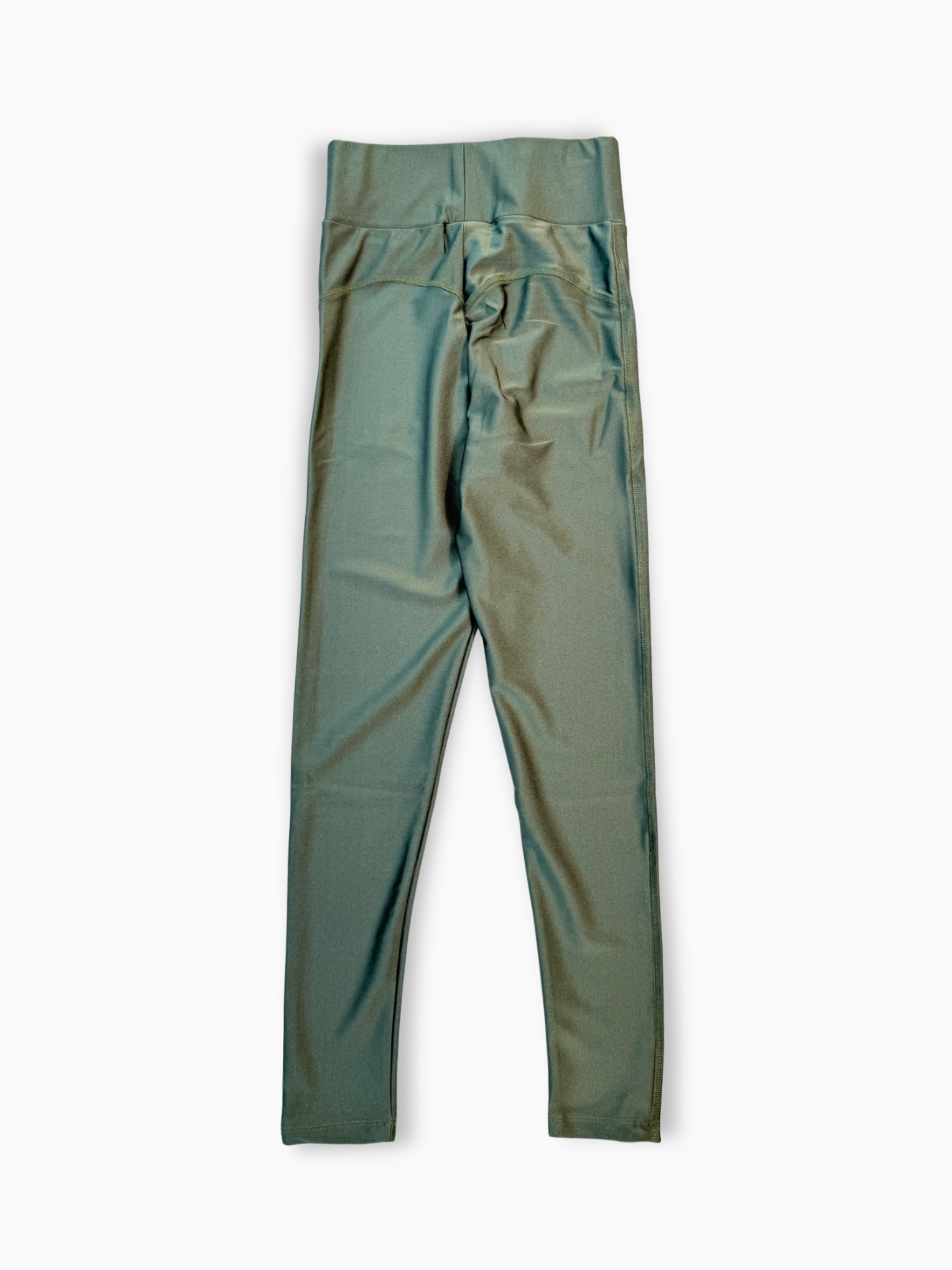 Leggings Hinnominate verde salvia in lycra lucida con stampa laterale e vita alta
