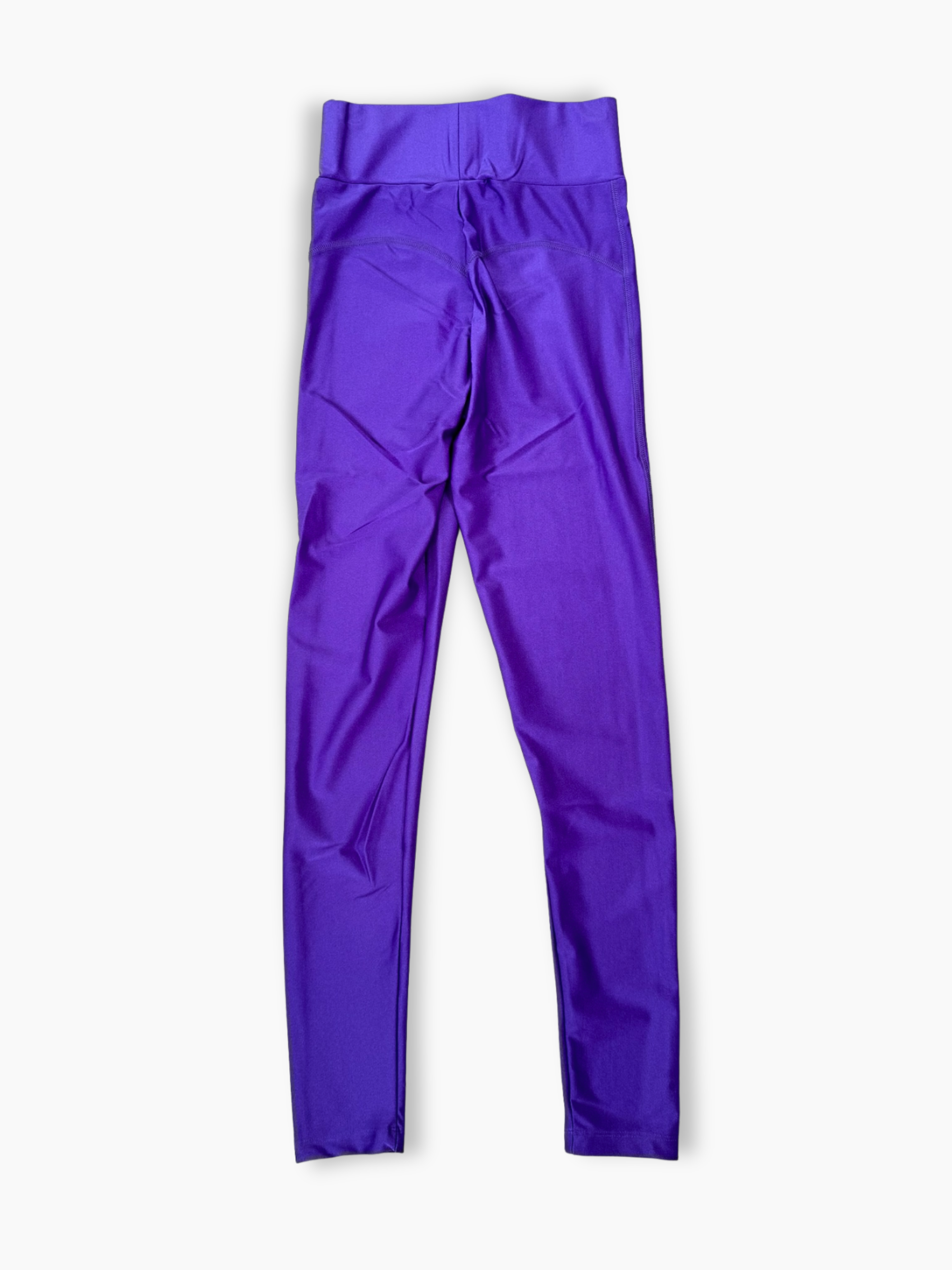 Leggings Hinnominate viola in lycra lucida con stampa laterale e vita alta