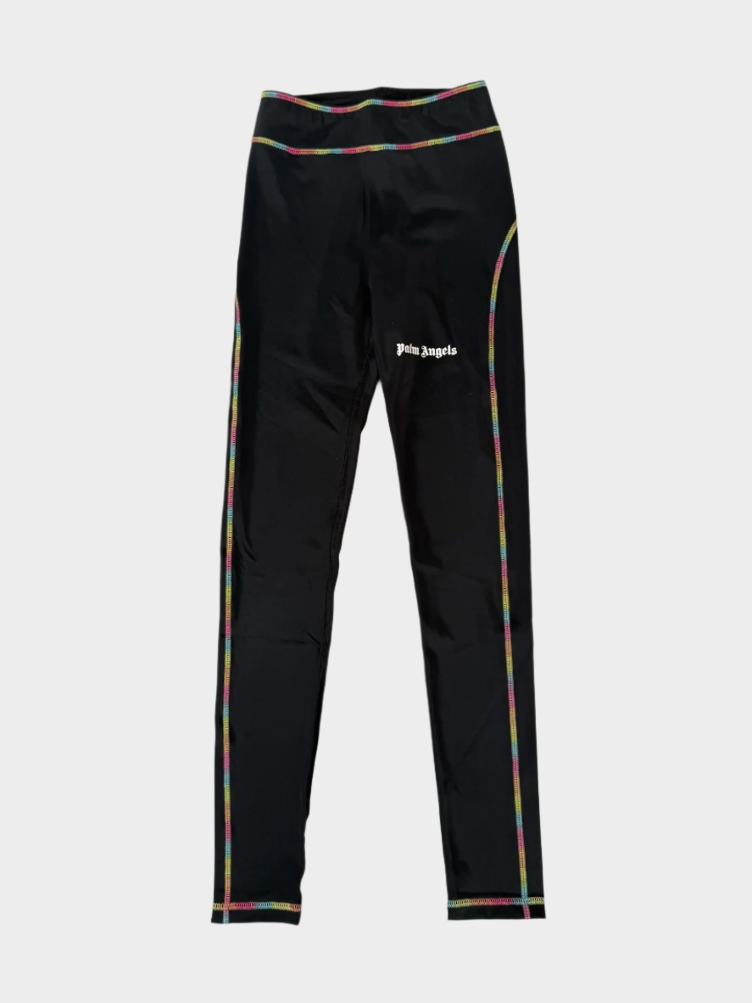 leggings donna neri, leggings arcobaleno, leggings sportivi vita alta, leggings con cuciture colorate