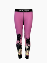 Purple Sunset Leggings With Palm Trees -  | Qlhype