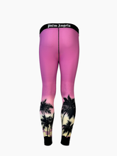Purple Sunset Leggings With Palm Trees -  | Qlhype