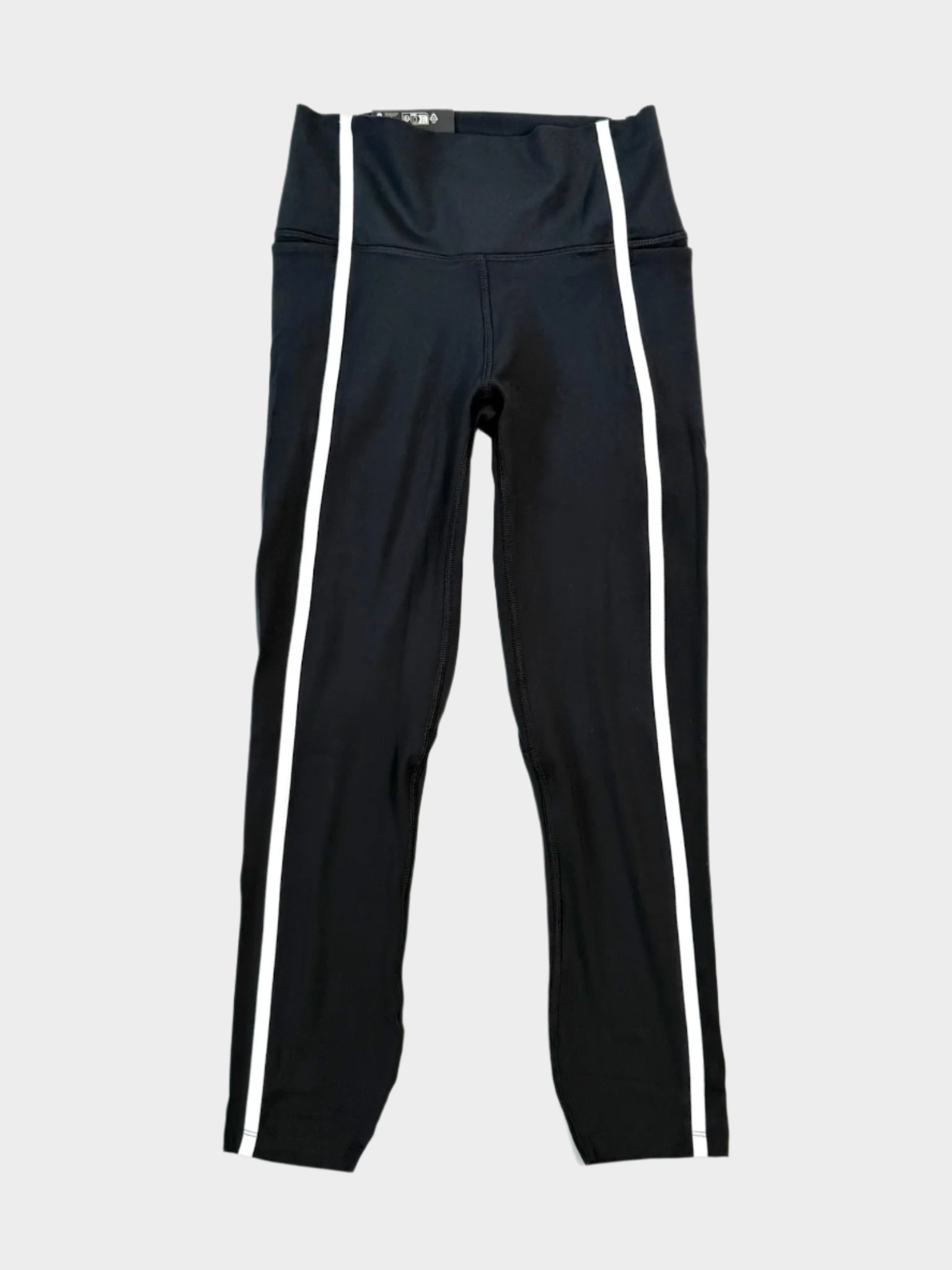 Leggings Under Armour Meridian neri con linee bianche vista frontale