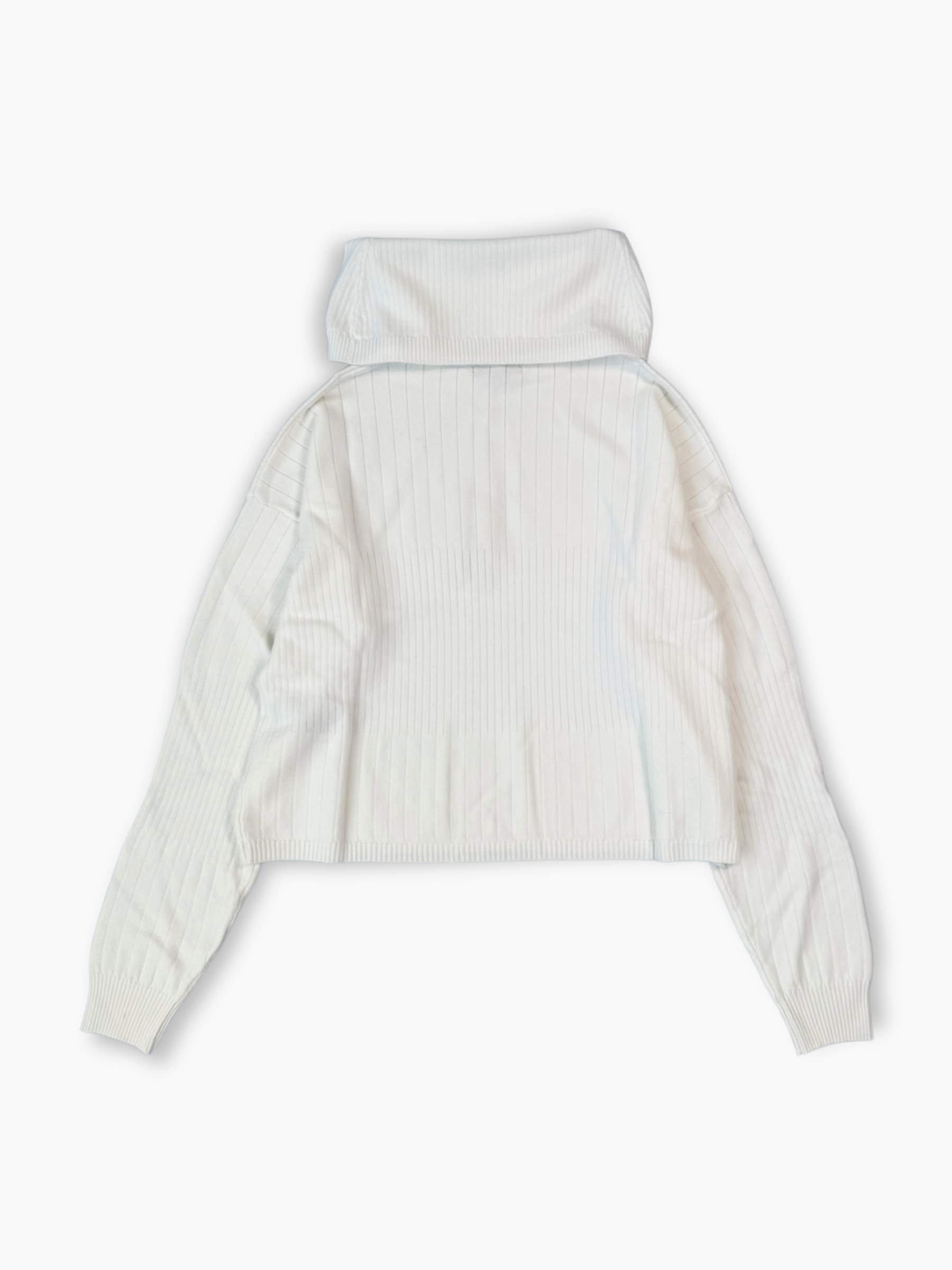 Maglia bianca Hinnominate a costina mossa con collo alto e maniche lunghe