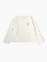 White Crew Neck Sweater With Flock Print -  | dBlank