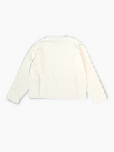 White Crew Neck Sweater With Flock Print -  | dBlank