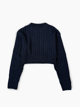 Blue Cable Knit Sweater with Crew Neck -  | dBlank