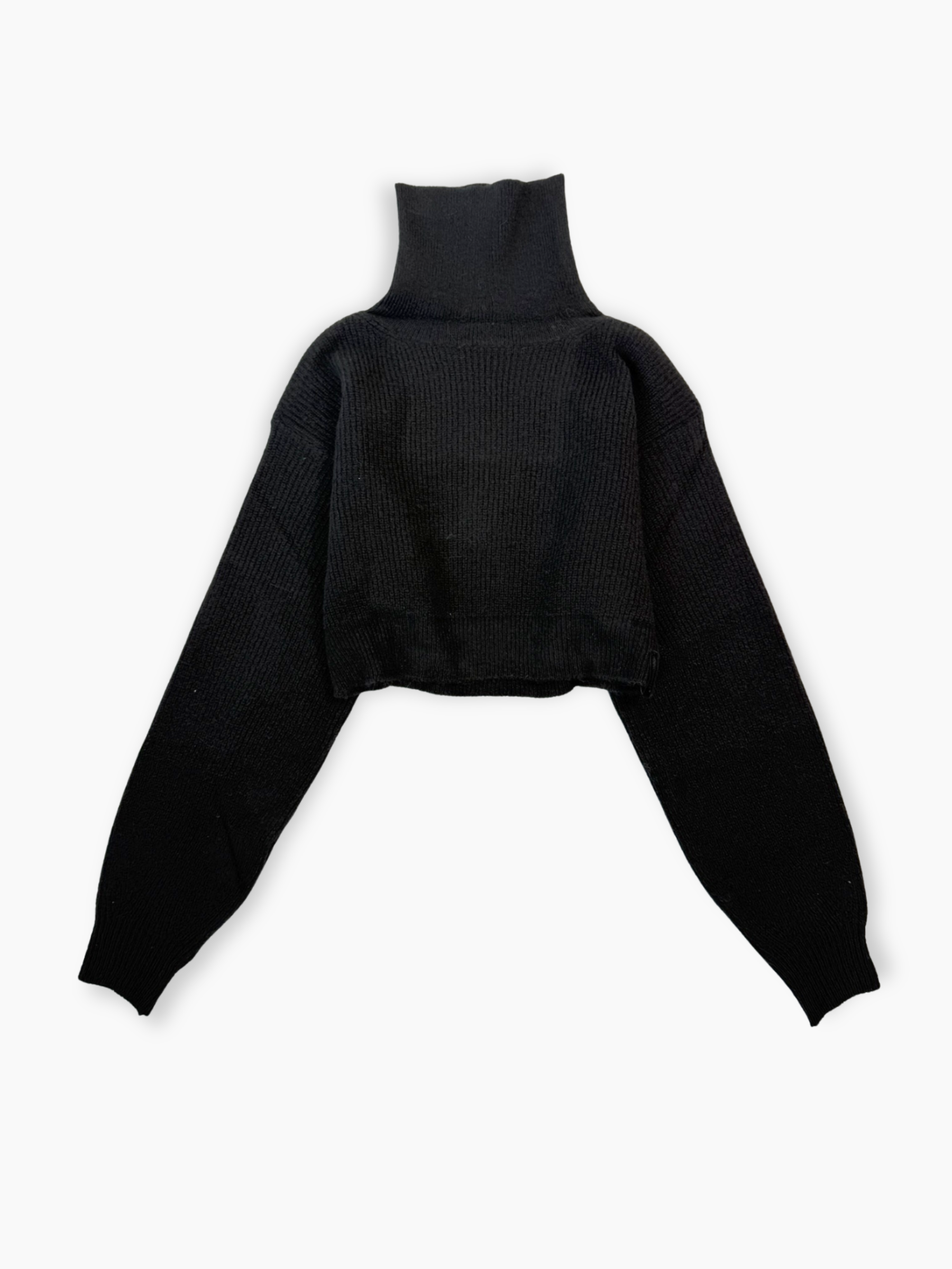 Maglia Hinnominate cropped nera con collo alto e etichetta laterale