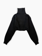 Black Cropped Sweater With High Neck -  | dBlank