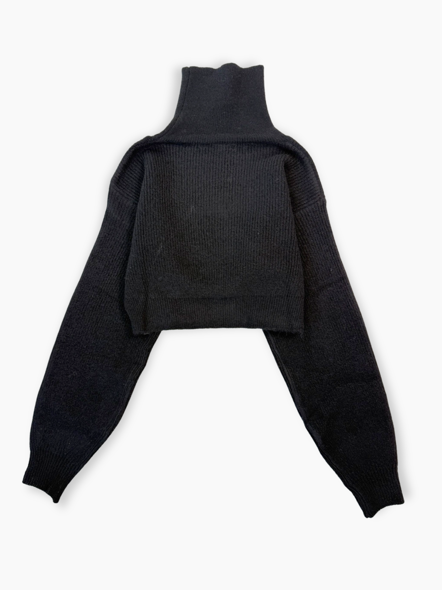 Maglia Hinnominate cropped nera con collo alto e etichetta laterale