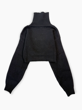 Black Cropped Sweater With High Neck -  | dBlank