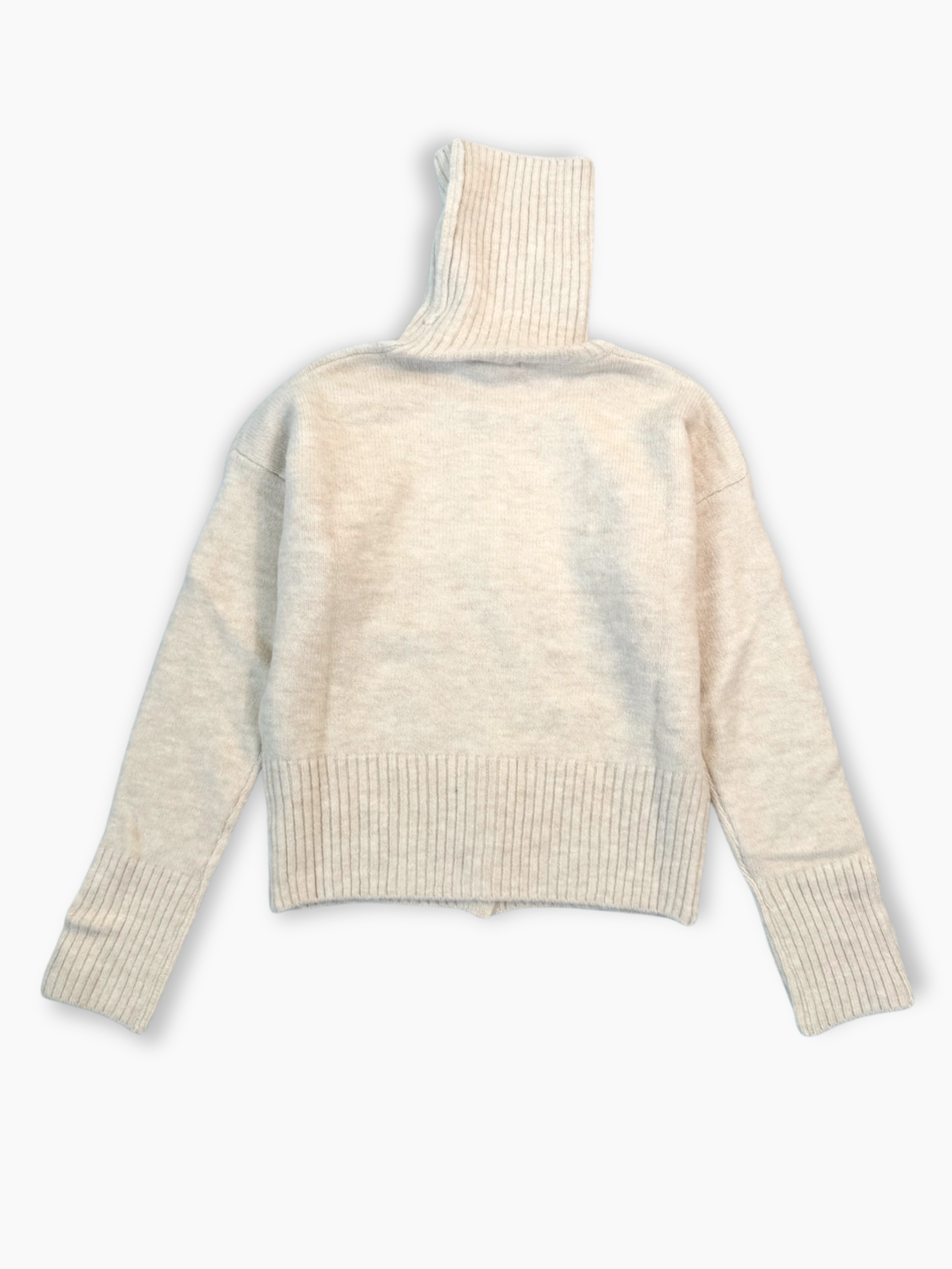 Maglia Hinnominate a collo alto color panna con bottoni tono su tono su fondo e polsini