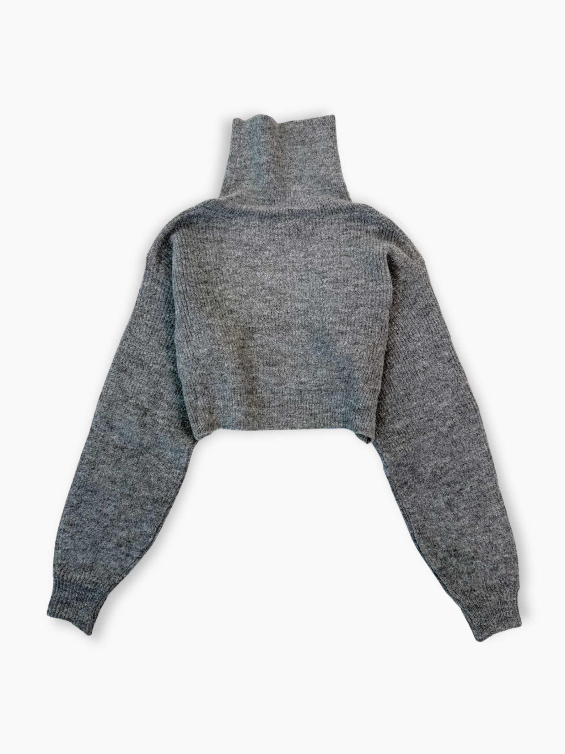 Maglia grigia rasata Hinnominate a collo alto con etichetta e taglio corto
