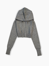 Maglia Grigio Melange Corta Con Cappuccio E Ricamo -  | dBlank