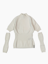 White Ribbed Sweater With Removable Sleeves -  | dBlank