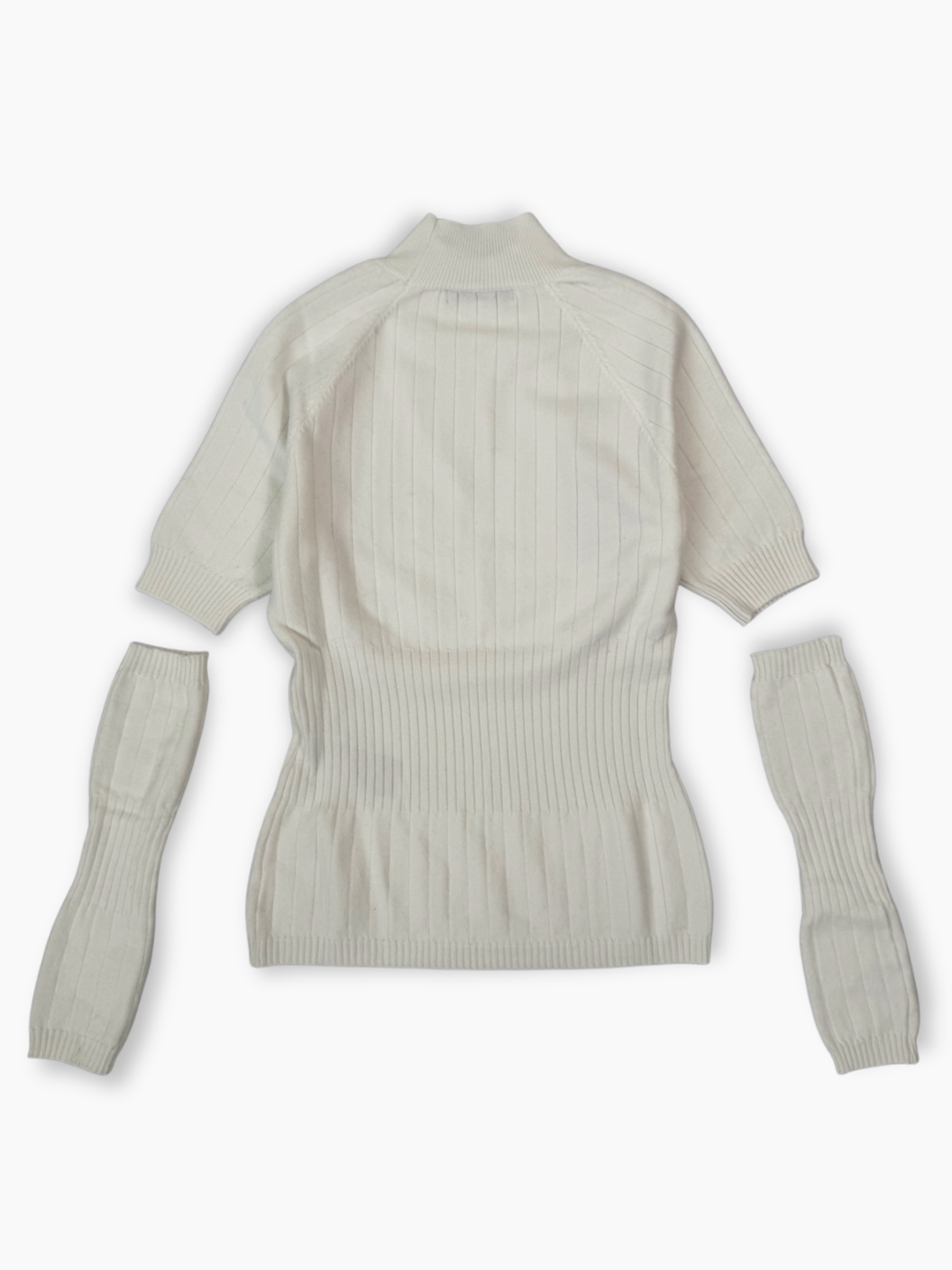 Maglia bianca Hinnominate in costina con collo alto e manicotti rimovibili