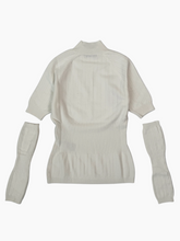 White Ribbed Sweater With Removable Sleeves -  | dBlank