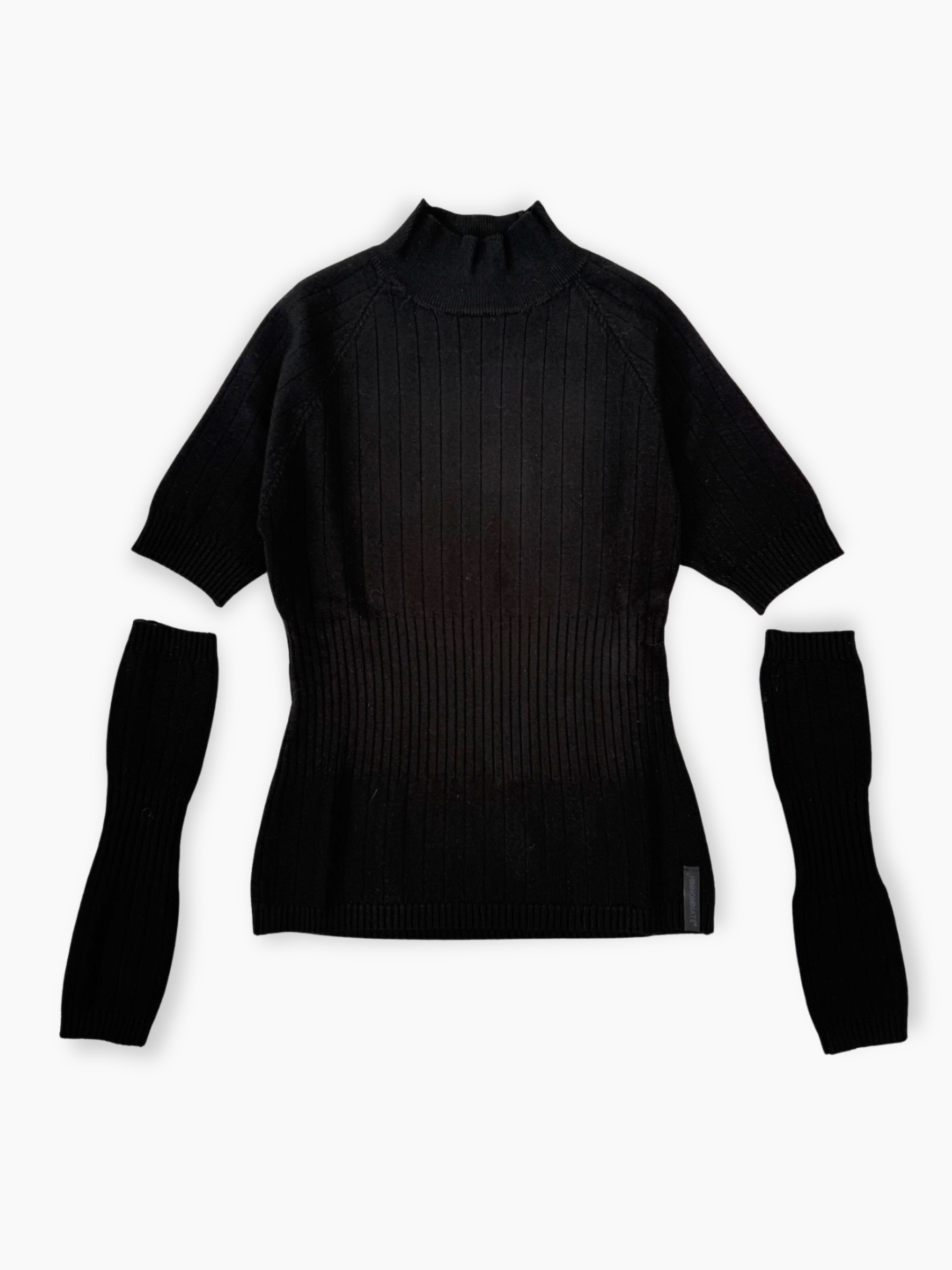 Maglia nera Hinnominate in costina con collo alto e manicotti rimovibili