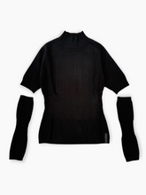 Black Ribbed Sweater With Removable Sleeves -  | dBlank