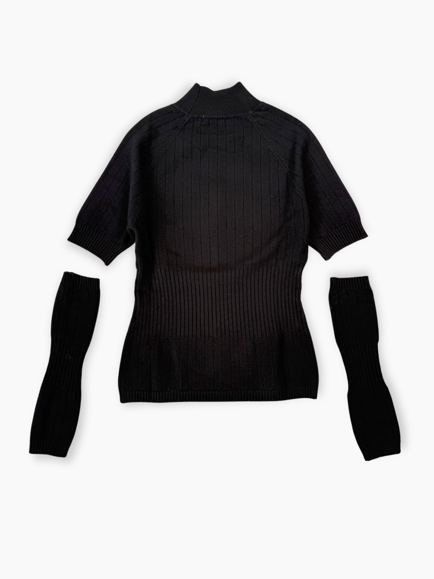 Maglia nera Hinnominate in costina con collo alto e manicotti rimovibili