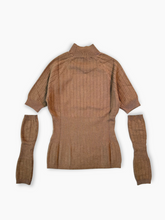 Maglia Tortora In Costina Con Manicotti Rimovibili - Beige | dBlank