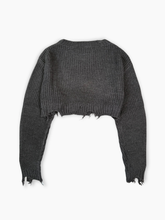 Gray Crop Top With Tears -  | dBlank