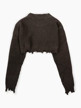 Brown Crop Top With Tears -  | dBlank