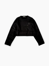 Maglia Girocollo Nera Cropped Con Stampa Flock - Nero | dBlank