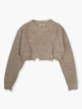 Maglia Crop Nocciola Con Rotture - Beige | dBlank
