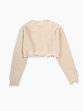 White Crop Top With Tears -  | dBlank