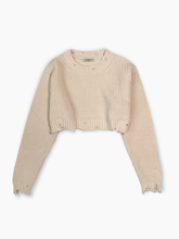 White Crop Top With Tears -  | dBlank