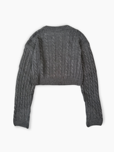Cropped Cable Knit Sweater in Melange Grey -  | dBlank