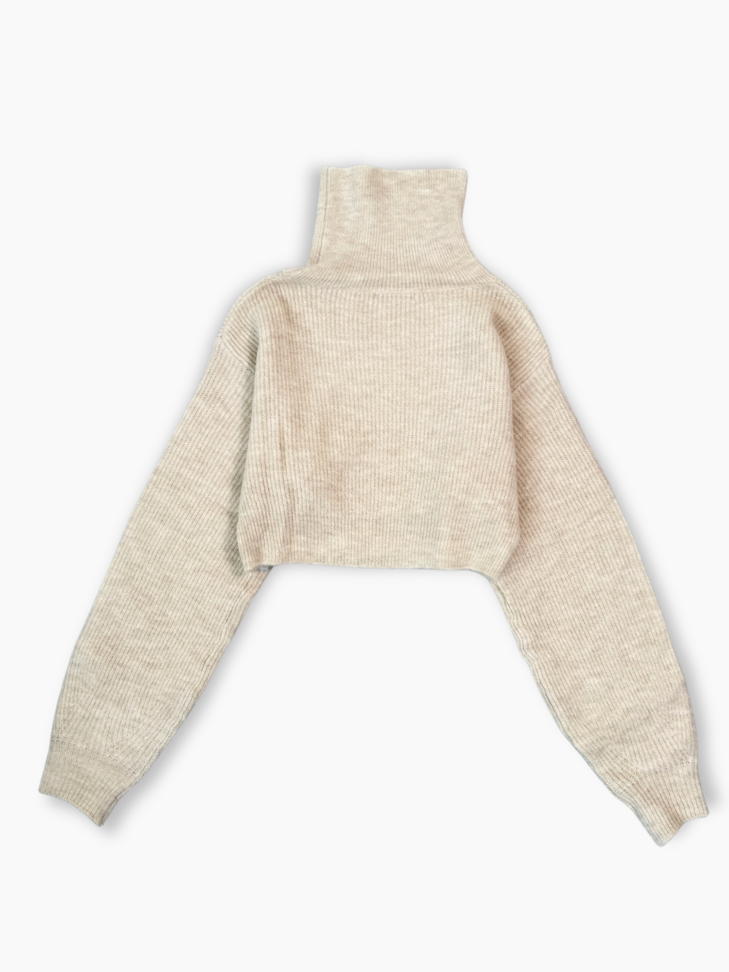 Maglia cropped Hinnominate beige a collo alto vista posteriore
