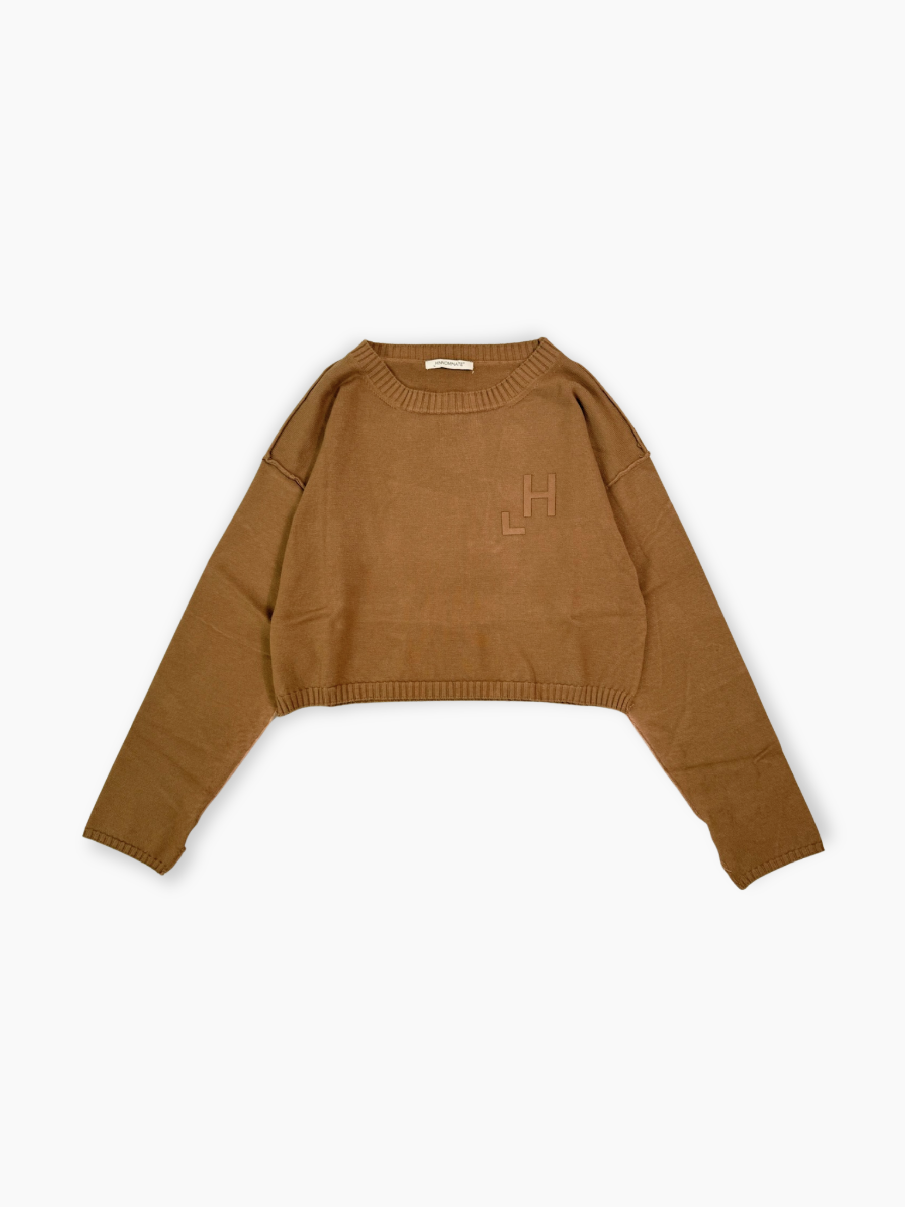 Maglia cropped Hinnominate color teddy con stampa flock tono su tono