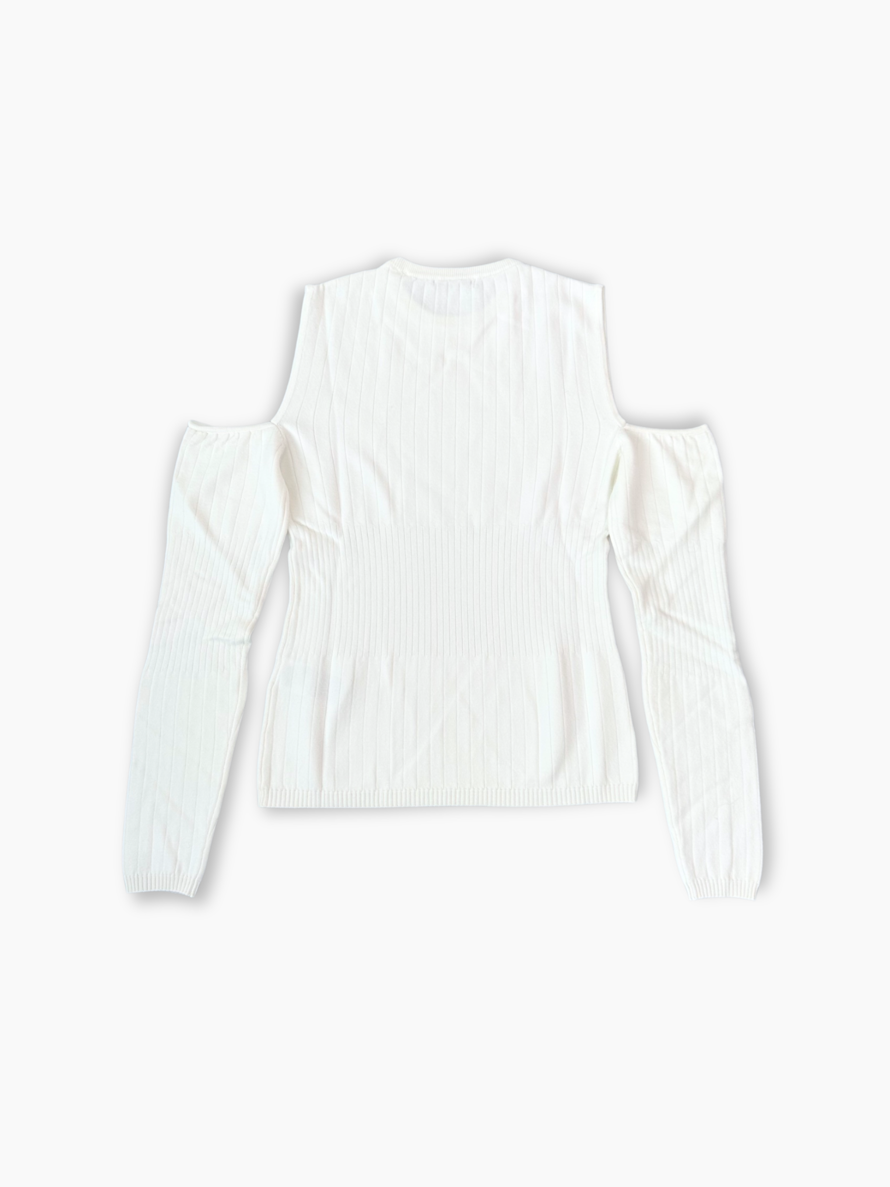 Maglia bianca a costine Hinnominate con spalle scoperte e dettaglio logo