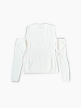 White Ribbed Cut-Out Sweater -  | dBlank