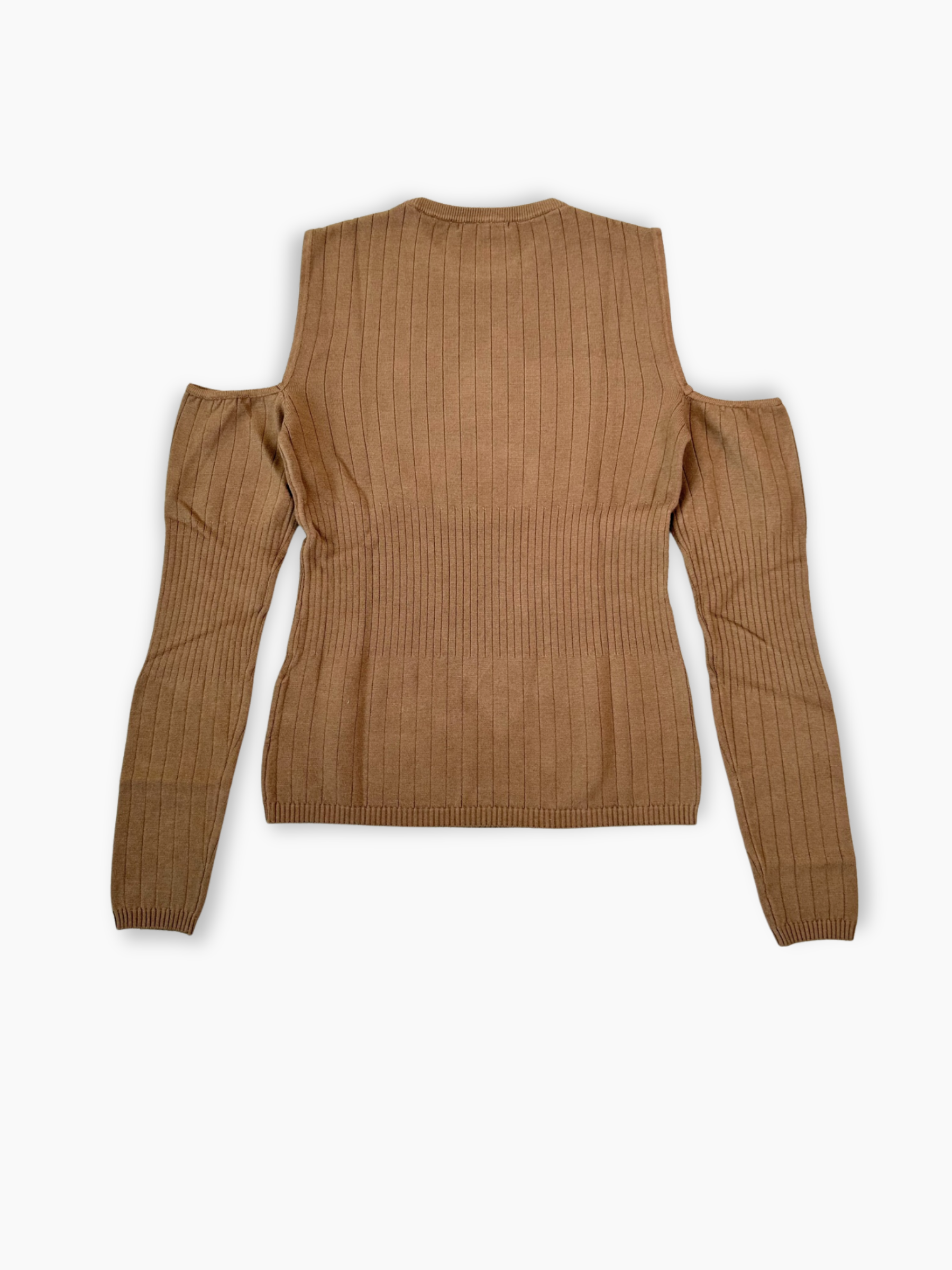 Maglia tortora a costine Hinnominate con spalle scoperte e dettaglio logo
