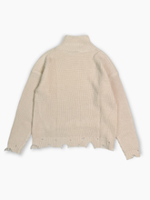 White Pearl Turtleneck Sweater with Rips -  | dBlank