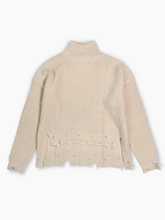 White Pearl Turtleneck Sweater with Rips -  | dBlank