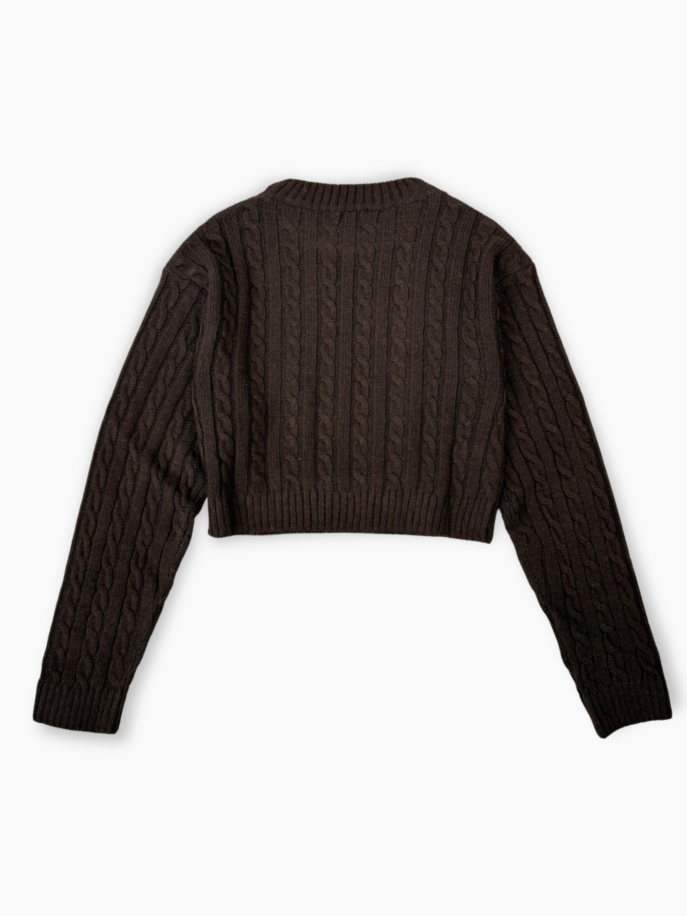 Maglia marrone Hinnominate con lavorazione a trecce vista frontale