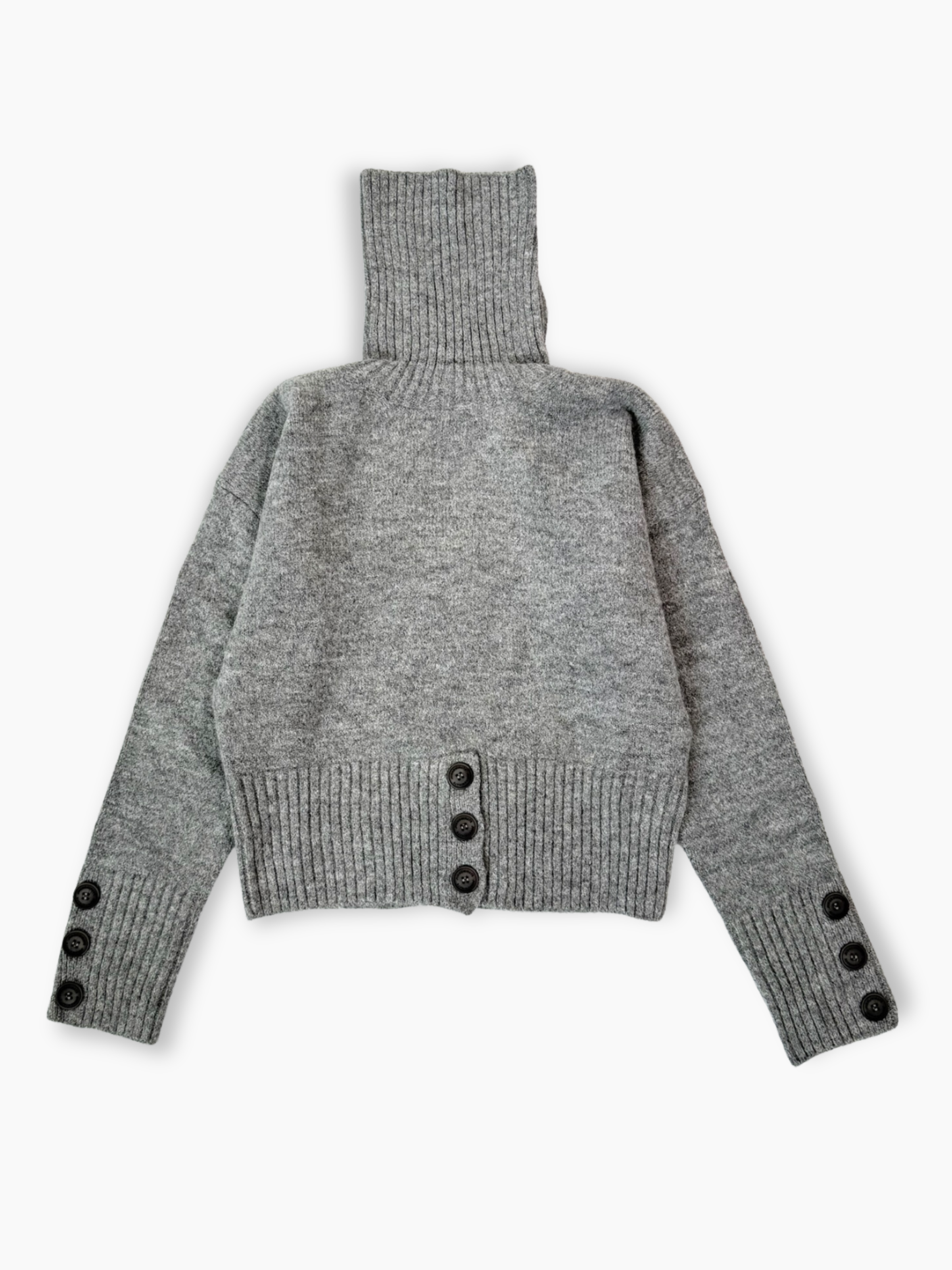 Maglia dolcevita grigia Hinnominate con collo alto e bottoni decorativi su fondo e maniche